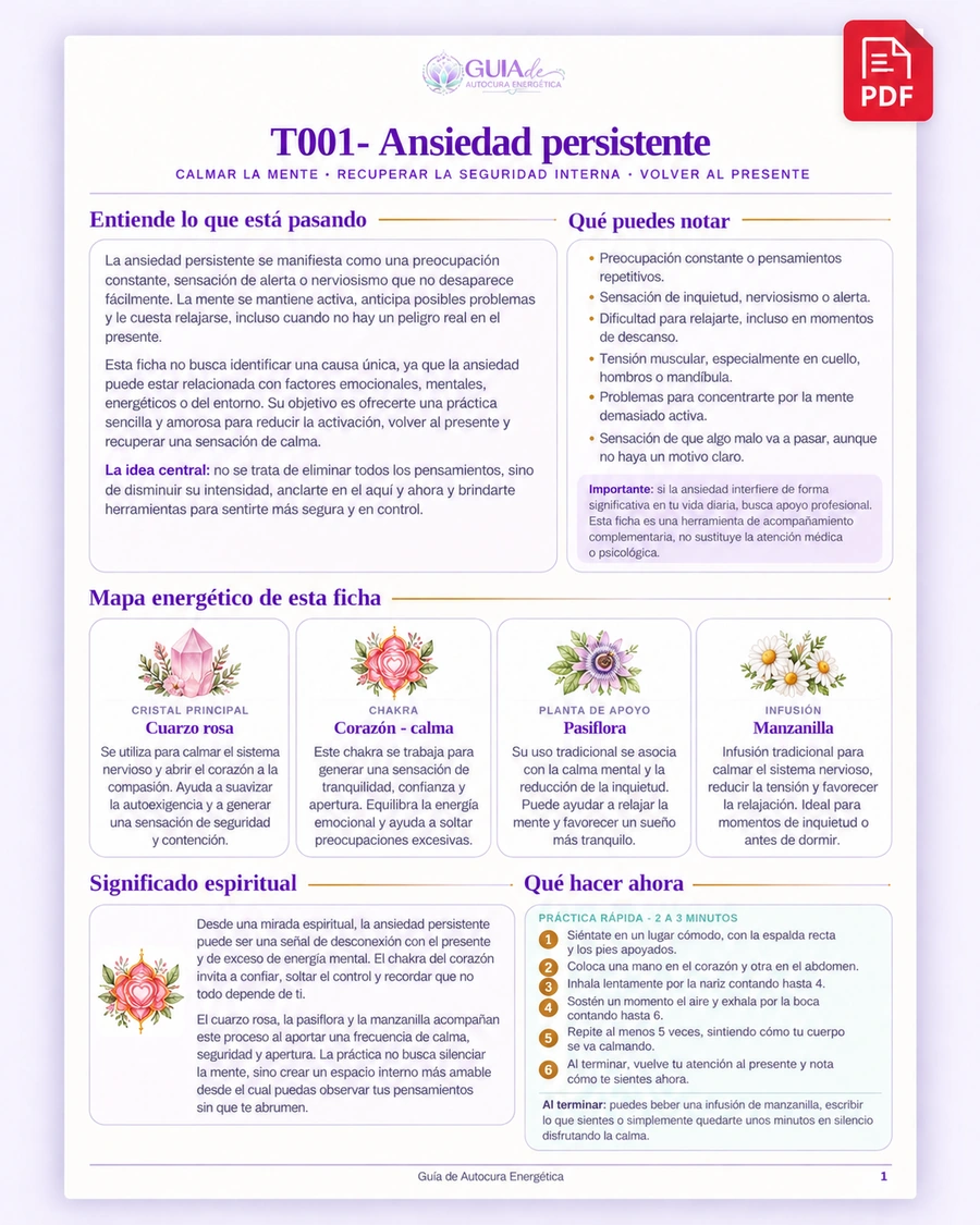 Ficha de la guía: ansiedad persistente