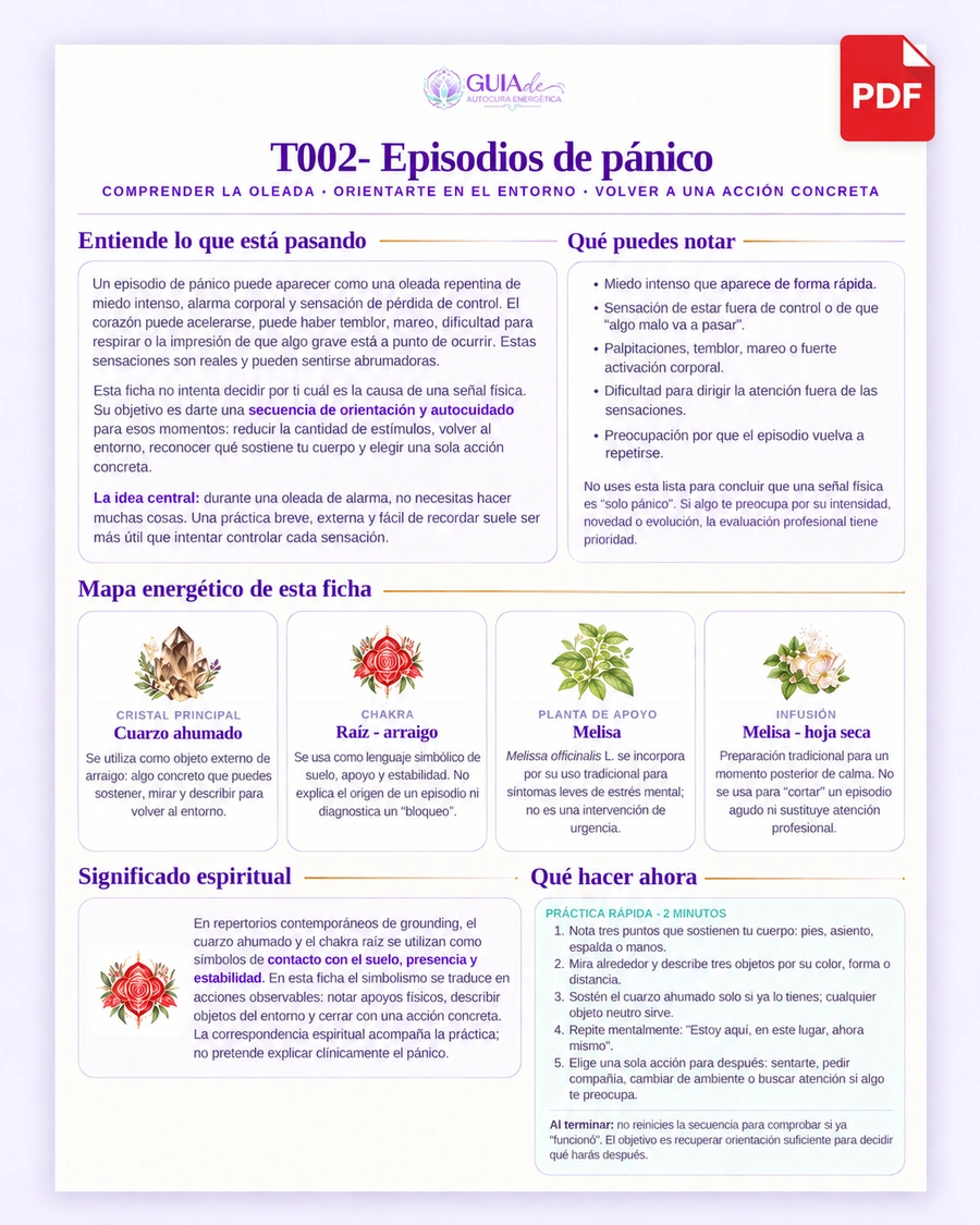 Ficha de la guía: episodios de pánico